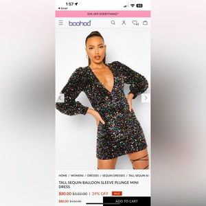 Velvet Balloon sleeve sequin dress *TALL*